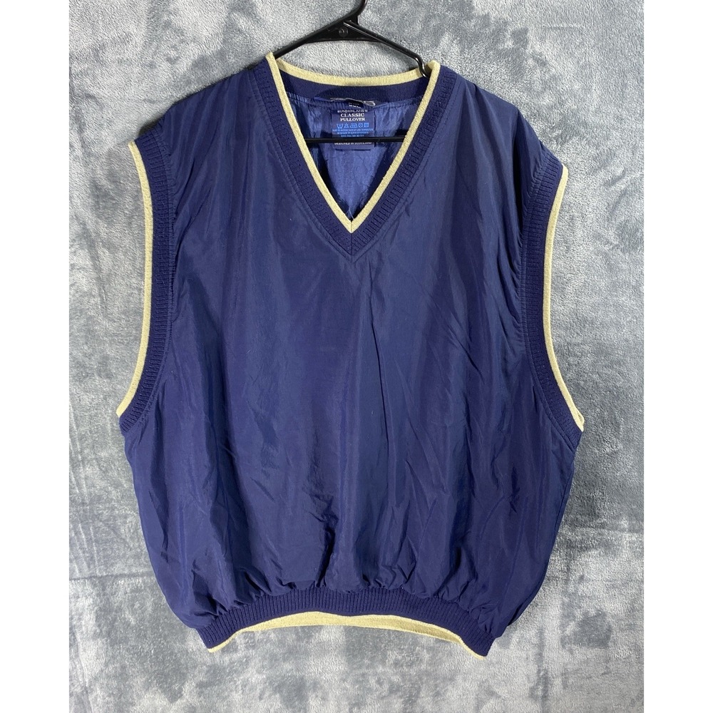Vintage Sunderland of Scotland Vest Mens 2XL Blue Textured Nylon USA Golf Tennis